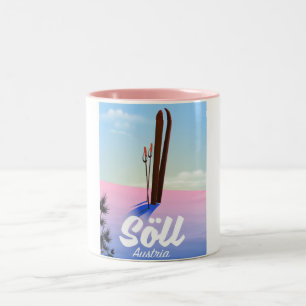 Söll, Austria Ski travel poster Two-Tone Coffee Mug