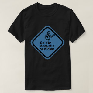 Solo Acoustic Musician Men's Black Tee Blue Logo 