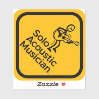 Solo Acoustic Musician Sticker 4"x4" Yellow