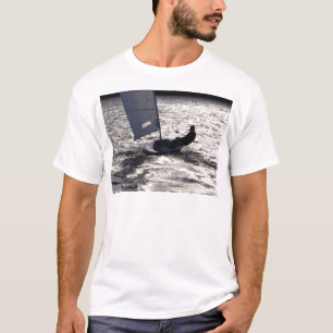 Solo Dinghy Sailing Into The Sun T-Shirt