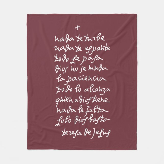Solo Dios basta (Let nothing disturb thee) Fleece Blanket (Front)