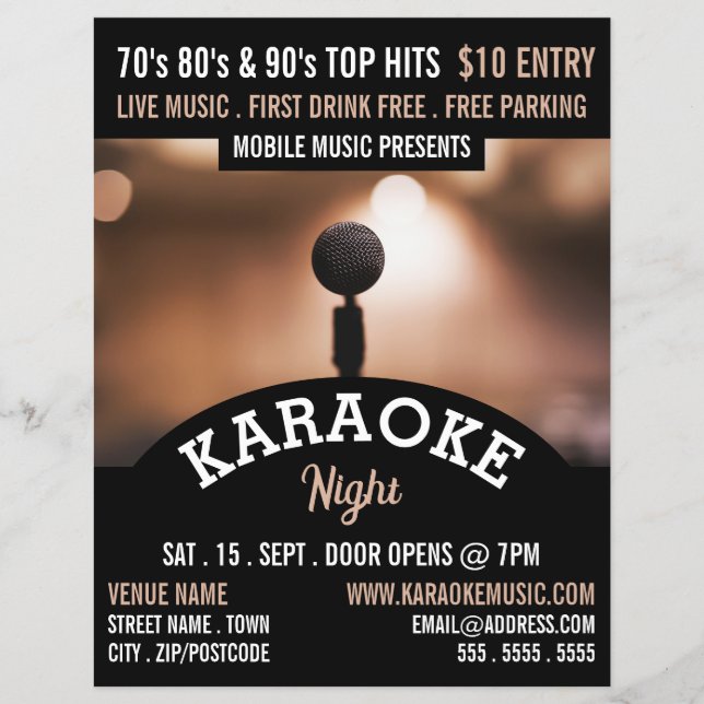 Solo Microphone, Karaoke Event Advertising Flyer (Front)