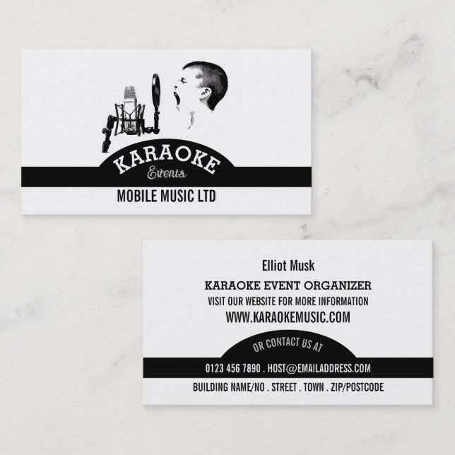 Solo Singer, Karaoke Event Organizer Business Card (Front/Back)