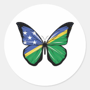 Solomon Island Butterfly Flag Classic Round Sticker