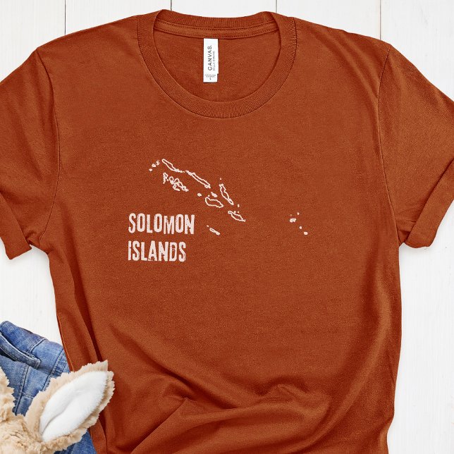 Solomon Island Country Map Line Shape Border Land T-Shirt (Creator Uploaded)