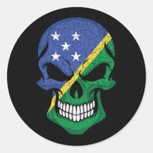 Solomon Island Smiling Skull Flag Classic Round Sticker