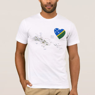 Solomon Islands Flag Heart and Map T-Shirt