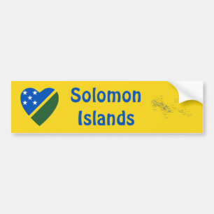 Solomon Islands Flag Heart + Map Bumper Sticker