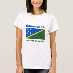Solomon Islands Flag + Map + Text T-Shirt
