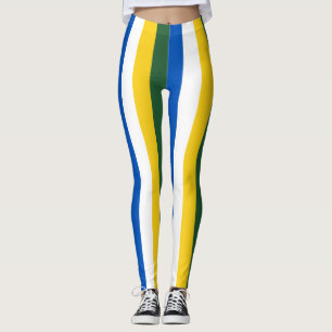 Solomon Islands National Flag Colours Striped Leggings