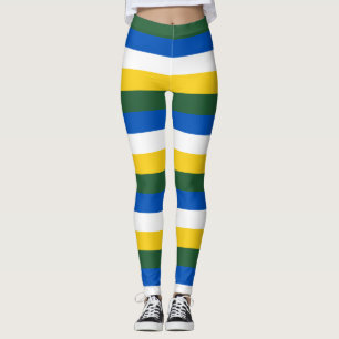 Solomon Islands National Flag Colours Striped Leggings