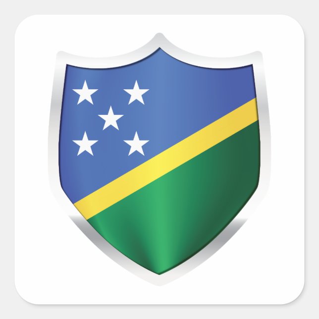 Solomon Islands Silver Shield Flag Square Sticker (Front)