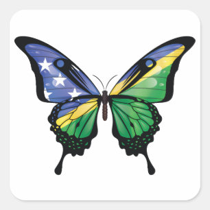 Solomon Islands Swallowtail Butterfly Flag Square Sticker
