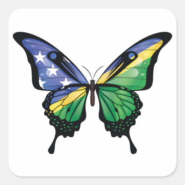 Solomon Islands Swallowtail Butterfly Flag Square Sticker (Front)