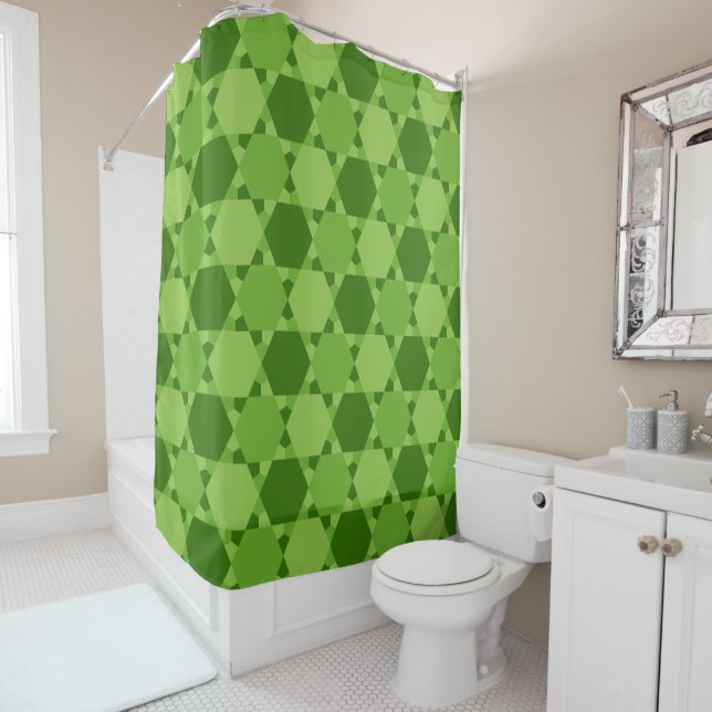 Solomon Seal Star of David Optical Illusion  Shower Curtain (In Situ)