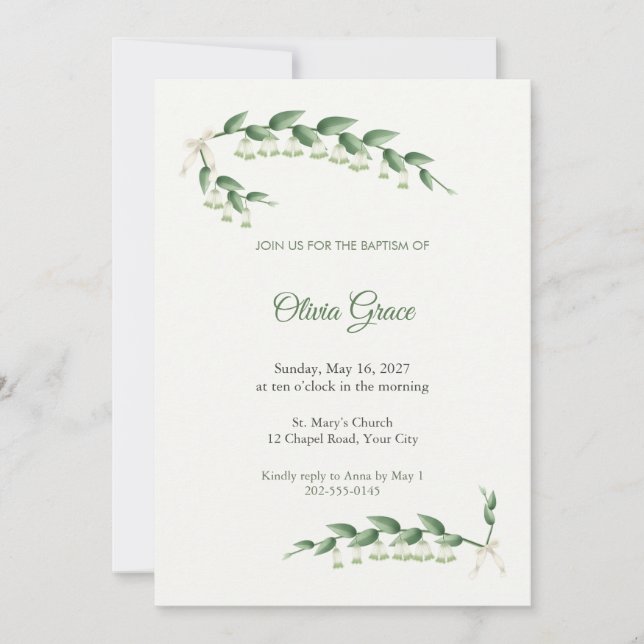 Solomons Seal Baptism Invitation (Front)