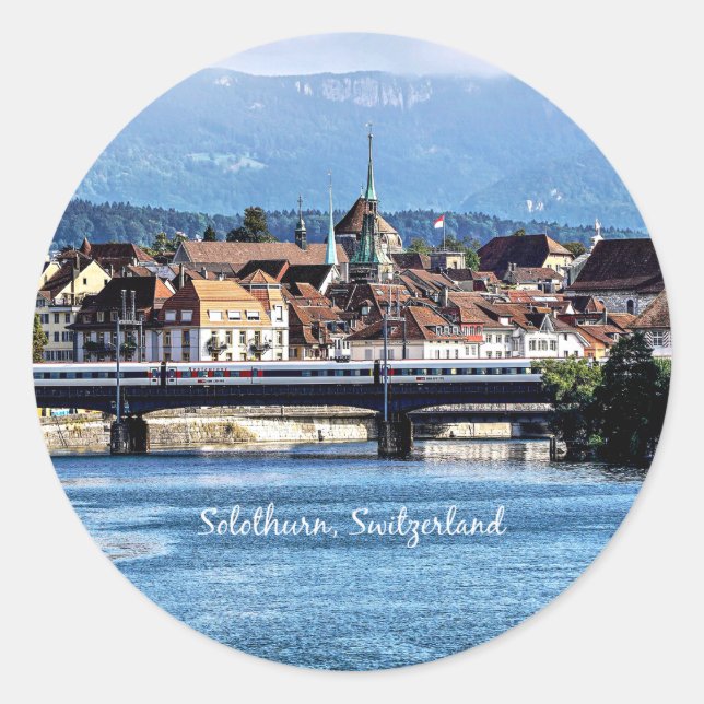 Solothurn, Switzerland scenic photograph Classic Round Sticker (Front)