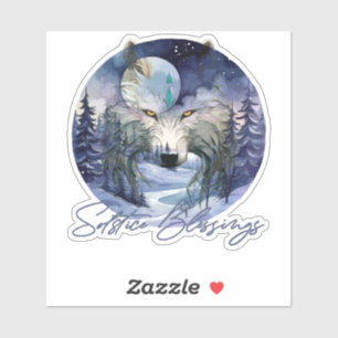 Solstice Blessings Winter Wolf Moonlight Woods
