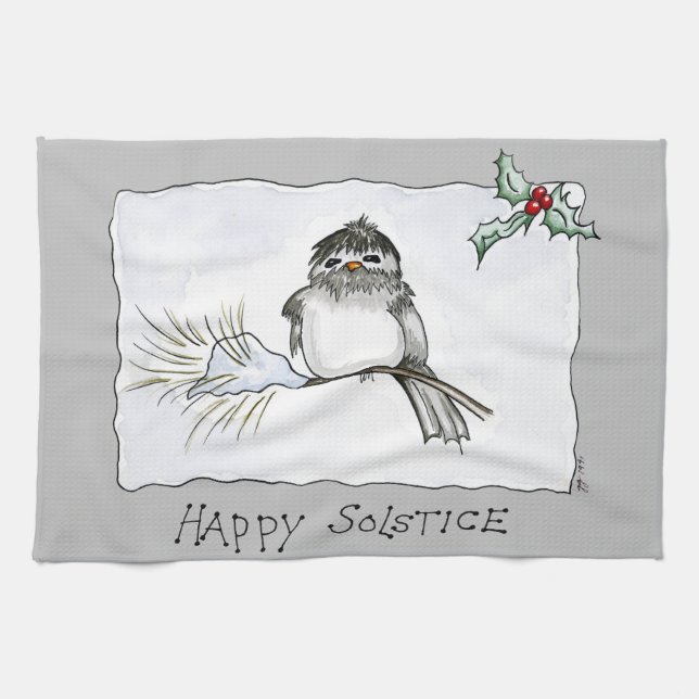 Solstice Chickadee Tea Towel (Horizontal)