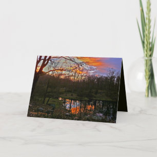 Solstice pond fall reflects greeting card