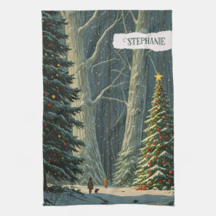 Solstice Spruce Personalised Christmas  Tea Towel
