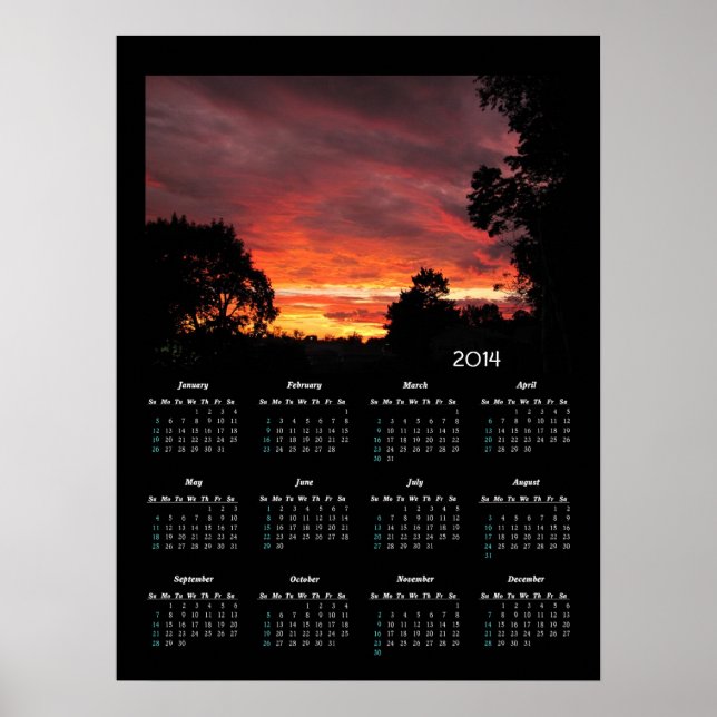 Solstice Sunset calendar ~ print (Front)