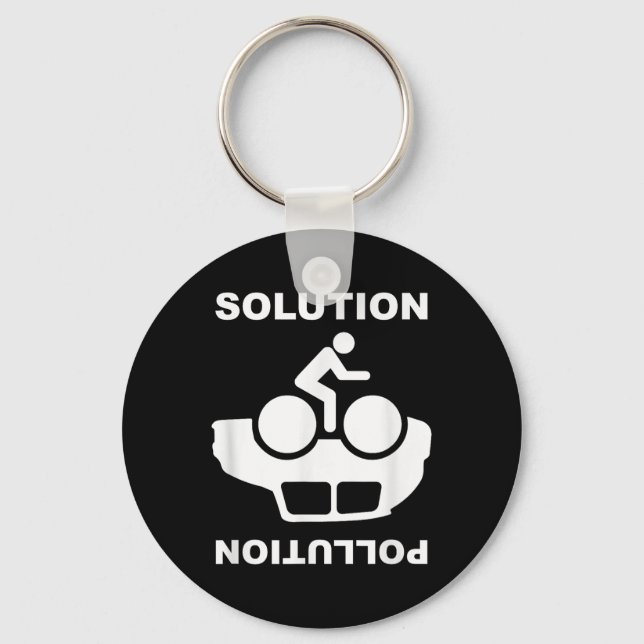 Solution Pollution Bicycle Bike Environmental Prot Key Ring (Front)