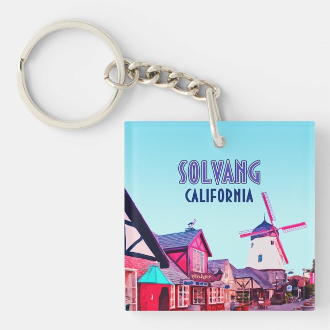 Solvang Danish Downtown California Vintage Key Ring (Front)