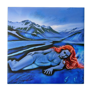 “Sólvátra”  - Flame Beneath Ice Ceramic Tile