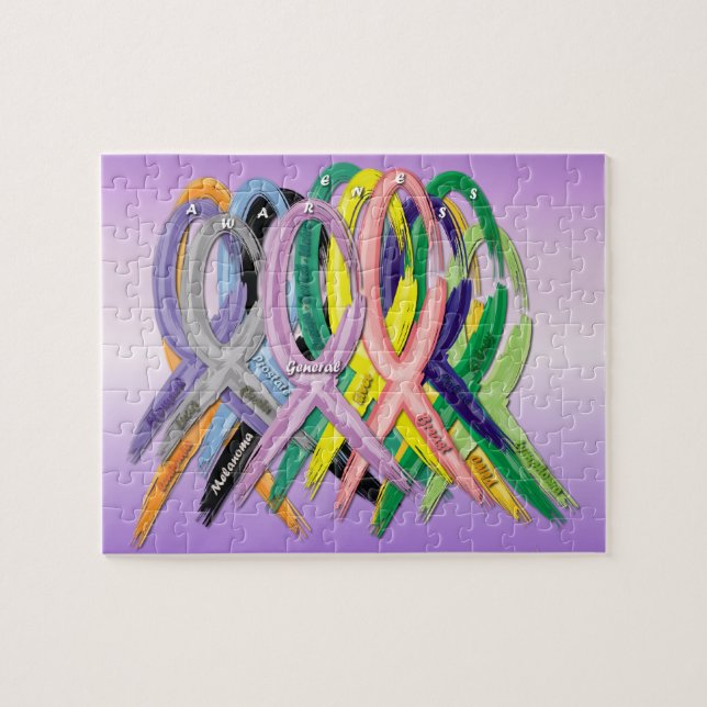 Solve the Cancer Awareness Ribbon Puzzle (Horizontal)