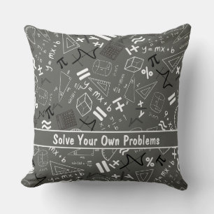 solve your own problems mathematics modern grey cushion