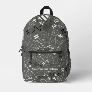 solve your own problems mathematics modern grey printed backpack