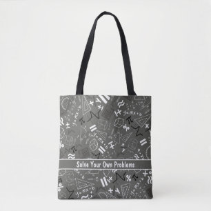 solve your own problems mathematics modern grey tote bag