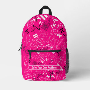solve your own problems mathematics modern pink printed backpack
