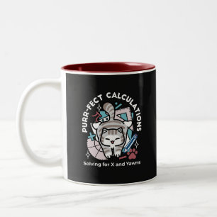Solving for X and Yawns – Cute Tabby Cat Math Pun Two-Tone Coffee Mug