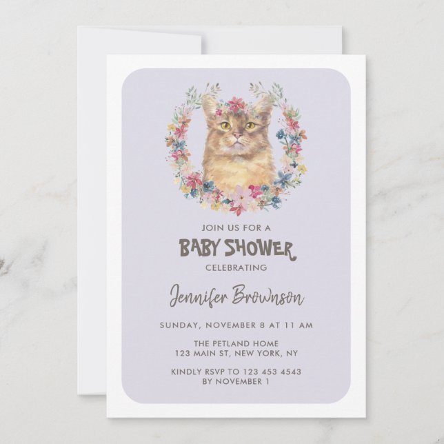 Somali Cat Baby Shower Invitation (Front)