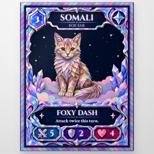 Somali Cat, Rainbow Foil Art Postcard