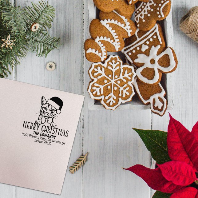 Somali Cat Return Address Christmas  Rubber Stamp (Creator Uploaded)