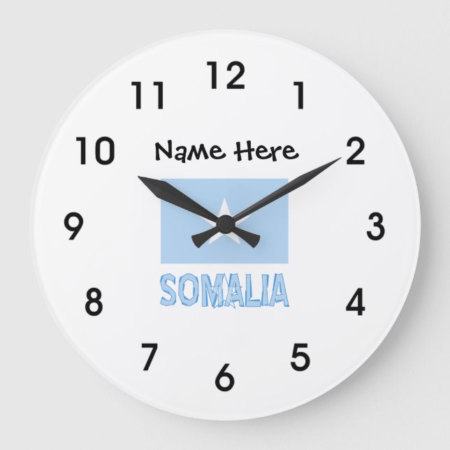 Somalia and Somali Flag with Your Name Large Clock (Front)
