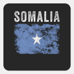 Somalia Flag Distressed - Somali Flag Square Sticker