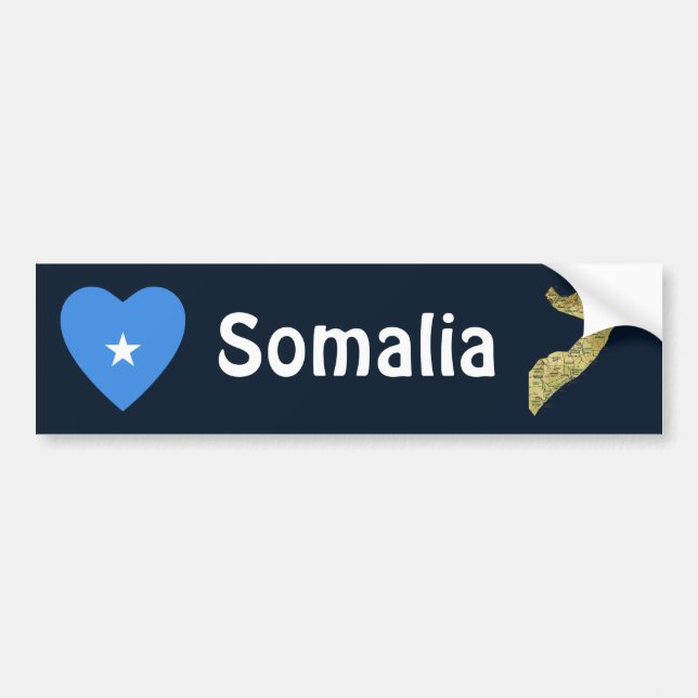 Somalia Flag Heart + Map Bumper Sticker (Front)