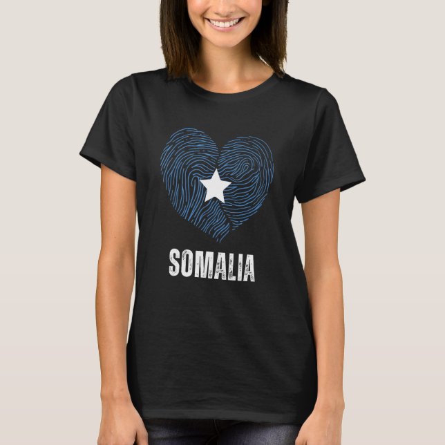 Somalia Flag Somali Flag Somalia DNA Somalia Heart T-Shirt (Front)