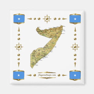 Somalia Map + Flags Magnet