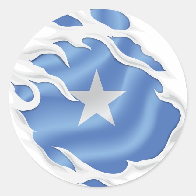 Somalia Ripped Flag Classic Round Sticker (Front)