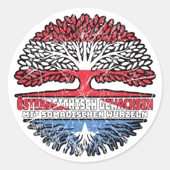 Somalia Somalisch Österreichisch Österreich Baum Classic Round Sticker (Front)