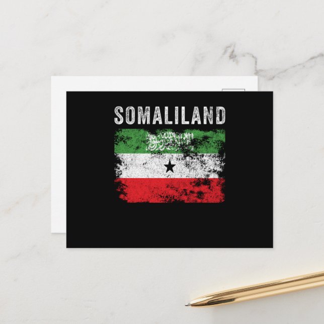 Somaliland Flag Distressed Postcard (Front/Back In Situ)