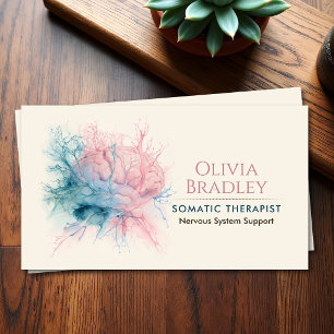 Somatic Therapist Watercolor Brain Nervous System Business Card