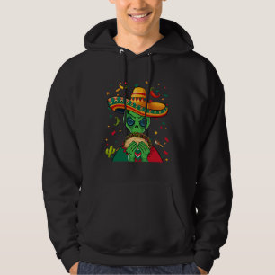 Sombrero Alien & Taco UFO Mexico Flag Cinco De May Hoodie