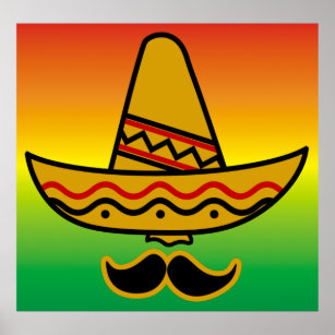Sombrero and Moustache Poster