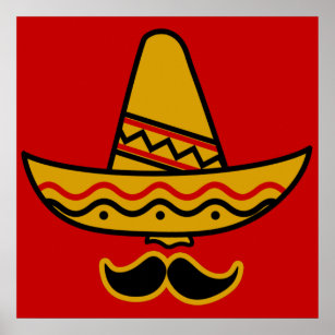 Sombrero and Moustache Poster